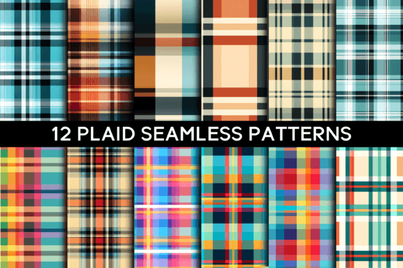 12 Vibrant Plaid Seamless Patterns: A Creative Resource for Design and Production