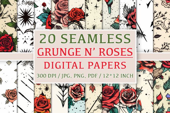 20 Seamless Grunge N Roses Patterns: A Versatile Resource for Creative Projects