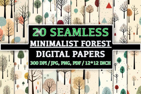 20 Seamless Minimalist Forest Patterns: A Versatile Design Resource for Creative Projects