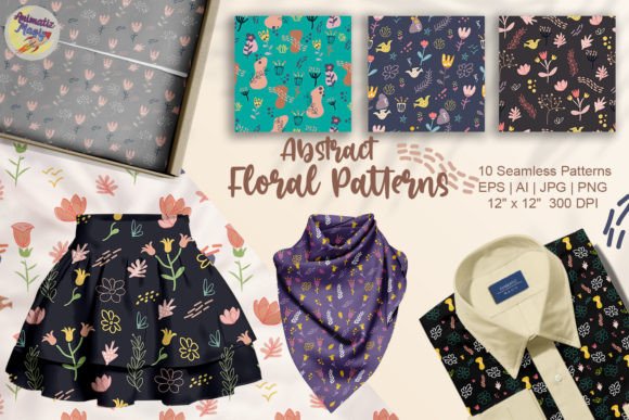 Abstract Floral Patterns Bundle Textile