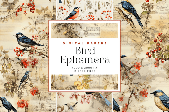 Bird Ephemera Seamless Patterns: A Creative Resource for Every Project