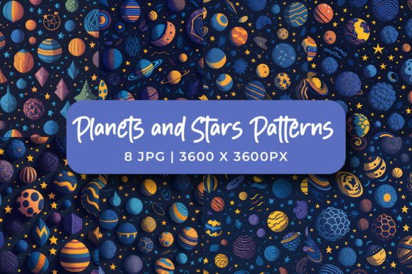 Embrace the Magic of the Cosmos: Planets and Stars Patterns Digital Paper