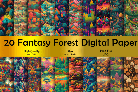 Forest Digital Papers. Seamless Patterns