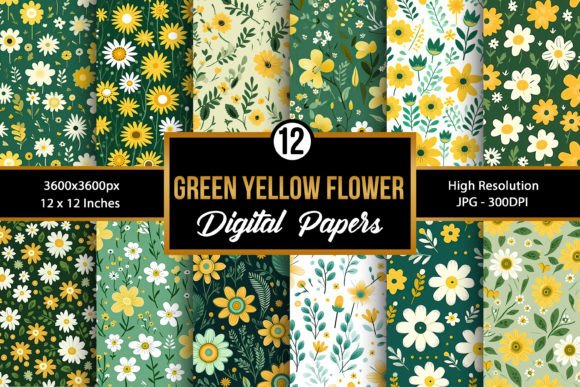 Green Yellow Cute Flowers Patterns: A Versatile Design Resource for Modern Creatives