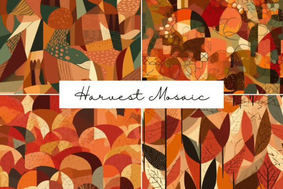 Harvest Mosaic Seamless Patterns: A Creative Resource for Autumn-Inspired Design