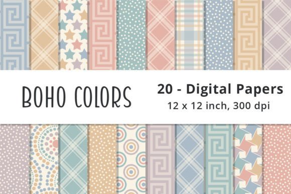 Pastel Boho Digital Paper Patterns