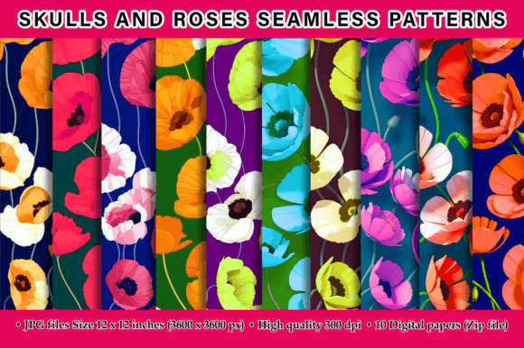 Poppy Flowers Seamless Patterns