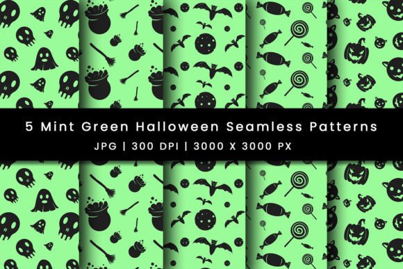 Refresh Your Halloween Creations with Mint Green Seamless Patterns
