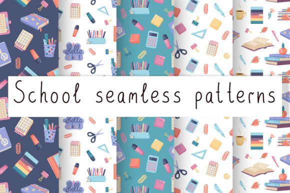 School Seamless Patterns Digital Paper
