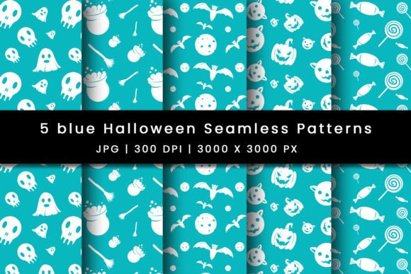 Soft Blue Halloween Seamless Patterns: A Fresh Twist on Spooky Design