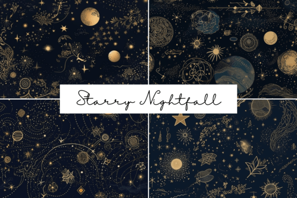 Starry Nightfall Seamless Patterns