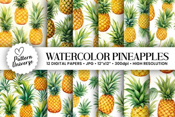 Watercolor Pineapple Seamless Patterns: A Versatile Resource for Creative Projects