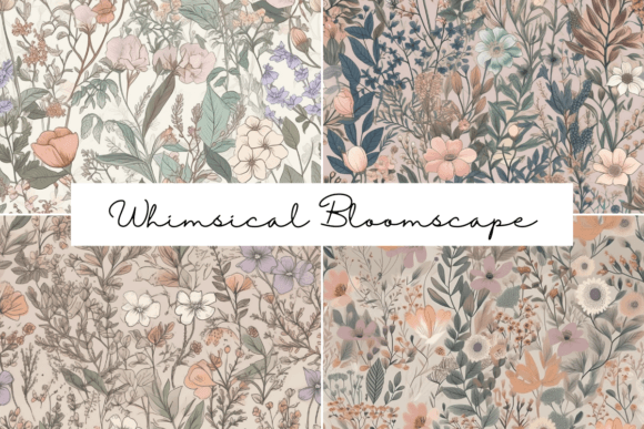 Whimsical Bloomscape Seamless Patterns